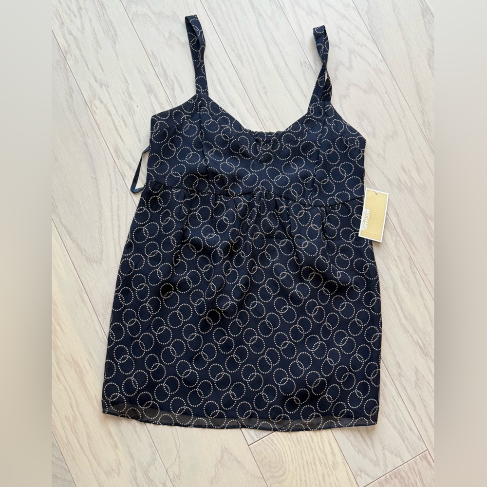 Michael Kors Blue and Gold Patterned Halter Top - NWT